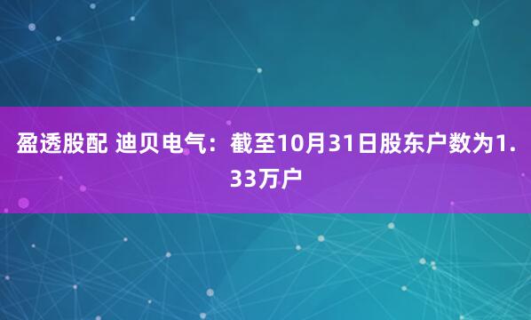 盈透股配 迪贝电气：截至10月31日股东户数为1.33万户